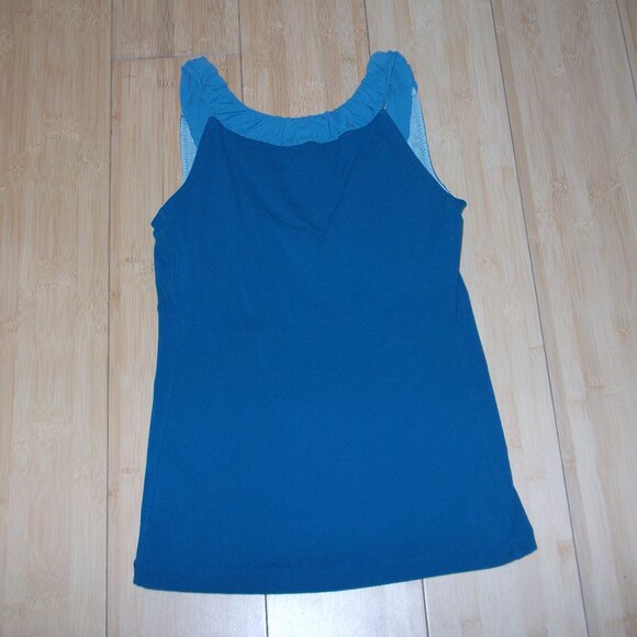 Lucy Size S Blue Top Built In Bra Exercise Blouse Exercise Athletic - Picture 1 of 8